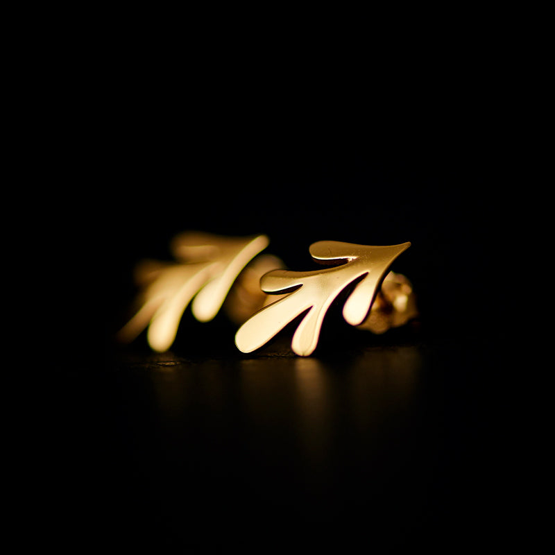 acanthus stud earrings 24k gold plated silver925