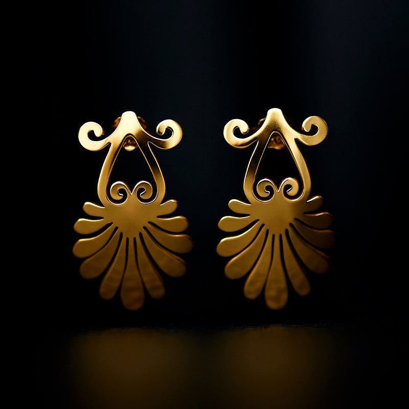 acron stud earrings 24k gold plated silver925