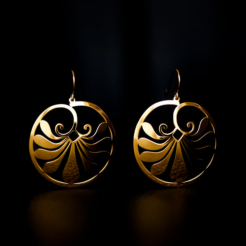 antheon shield drop earrings 24k gold plated silver925